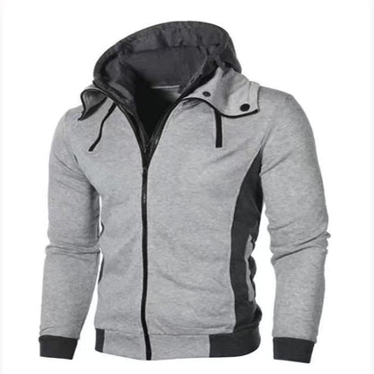 Zipper Men's Top Spring and Autumn Casual Fleece Coat Bomber Jacket Scarf Collar Fashion Hooded Men's Clothing Slim Hoodie