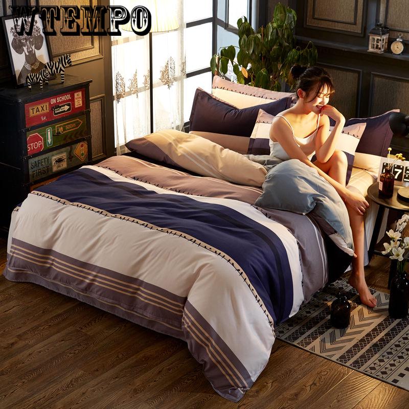 4Pcs Concise Bedding Set Duvet Cover Sets Linen Bed Sets Rose Include Bed Sheet