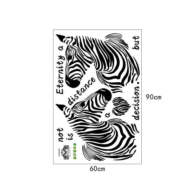 [Wall sticker ]Love Zebra Wall Stickers Black Couple Room Home Decoration Decals Pvc Murals Diy Stic
