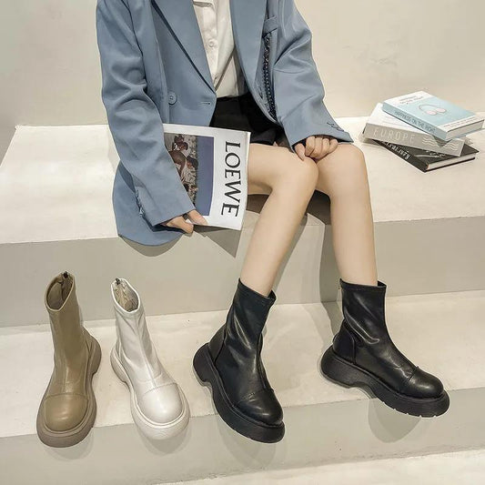 Short Boots Women 2021 Spring and Autumn Fashion All-match Martin Sponge Cake Thick-soled Autumn Boots