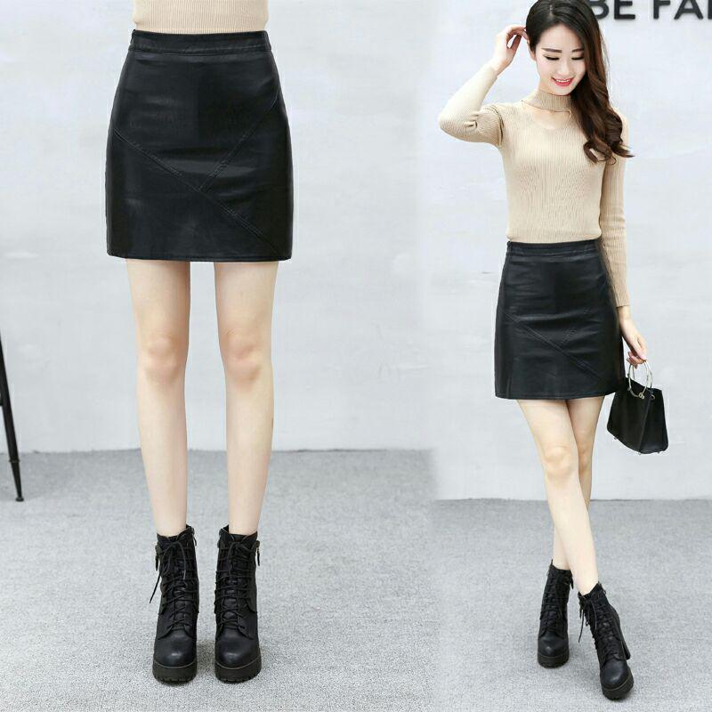 Skirt Womens Sexy Soft PU Leather High Waist Slim Pencil Bodycon Mini Skirt Lady Tight Stretch Skirt