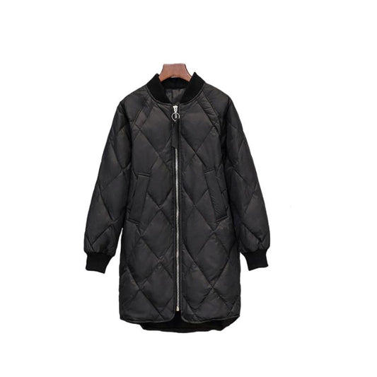 Women's Down Jacket Mid-length Lightweight Baseball Uniform Korean Loose White Duck Down Jacket