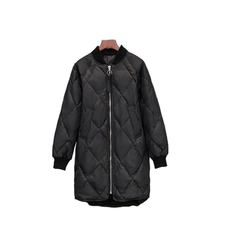 Women's Down Jacket Mid-length Lightweight Baseball Uniform Korean Loose White Duck Down Jacket