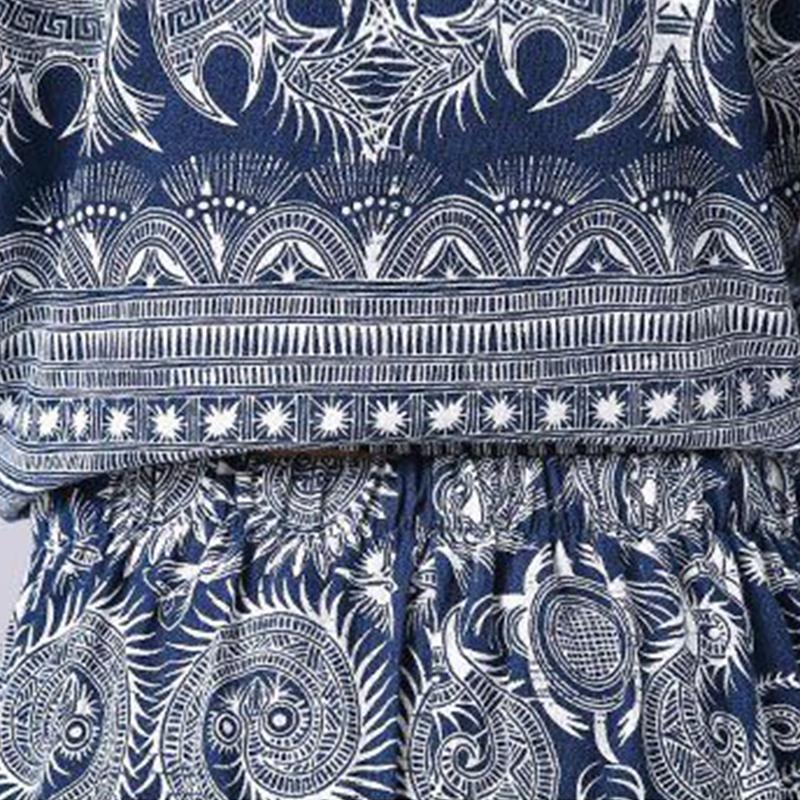 Cotton and Linen Suit Women 2021 Spring Plus Size Retro Literary Print Thin Two-piece Women's Clothing