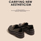 Women's Leather Shoes with Shiny Patent Leather and Soft Sole British Style Platform Platform Loafers