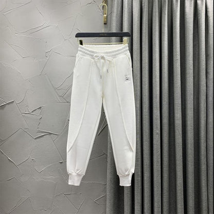 Solid Color Embroidered Casual Sweatpants Women's Spring and Autumn High Waist Loose and Thin Sports Harem Pants