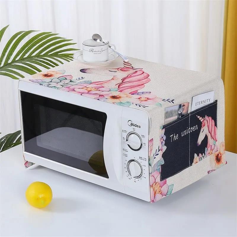 Microwave Oven Cover Towel Universal Electric Oven Cover Cloth Waterproof and Oil Smoke Dustproof Thickened Linen Cloth Three-sided All-inclusive
