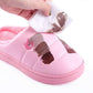 Cotton Slippers Women Winter Indoor Thick-soled Anti-skid Home Couple Models PU Surface Waterproof Warm and Velvet Slippers Men's Slippers