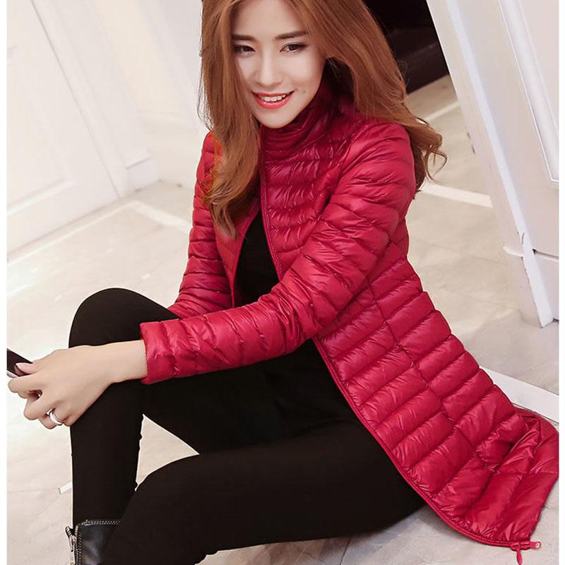 Winter Women Ultralight Thin Down Jacket White Duck Down Jackets Long Sleeve Warm Coat Parka Female Portable Outwear