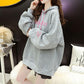 Women's Large Size Loose Hooded Tops Versatile Casual Plush Coat Autumn and Winter Mid-length Hoodies Streetwear Warm Coat