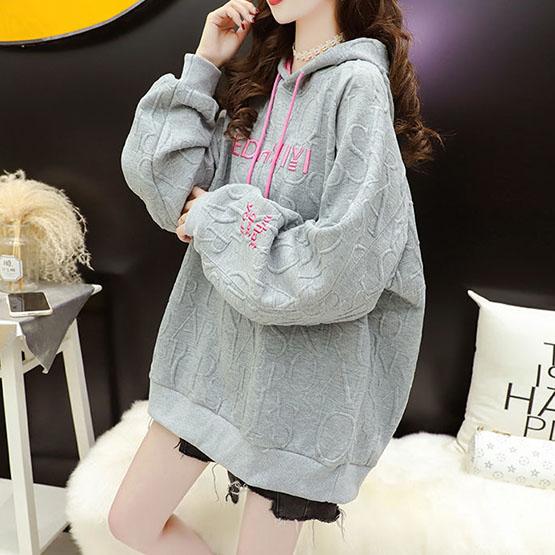 Women's Large Size Loose Hooded Tops Versatile Casual Plush Coat Autumn and Winter Mid-length Hoodies Streetwear Warm Coat
