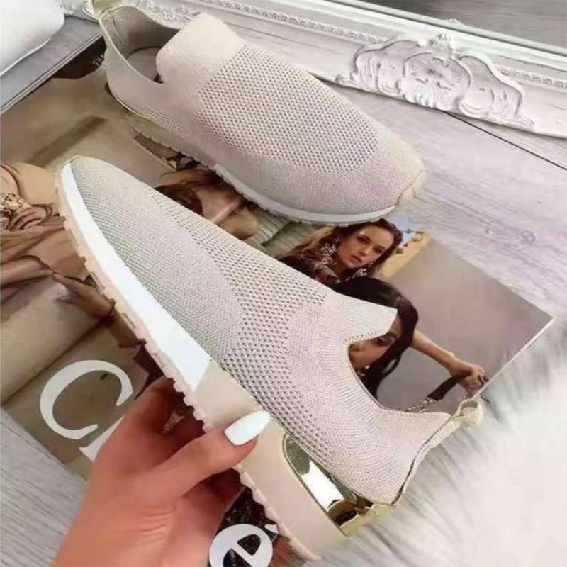 Fashion Summer Flying Knit Socks Shoes Stretch Cloth Plus Size Women's Breathable Shoes