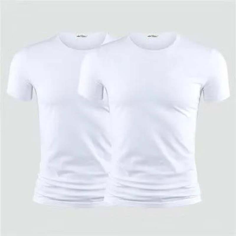 Short-sleeved T-shirt Men's Summer Half-sleeved Slim Solid Color White Round Neck Men's Bottoming Shirt