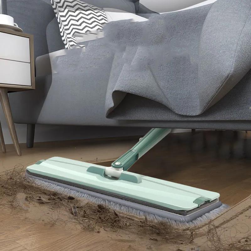 Floor Mop Bucket Hand Free Household Automatic Flat Floor Mop Kitchen Home Wooden Floor Cleaning Microfiber Pads