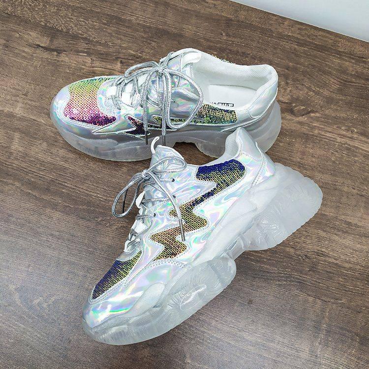 Sneakers Women Spring Thick Bottom Shoes Twinkle Thick Bottom Breathing Leisure Shoes