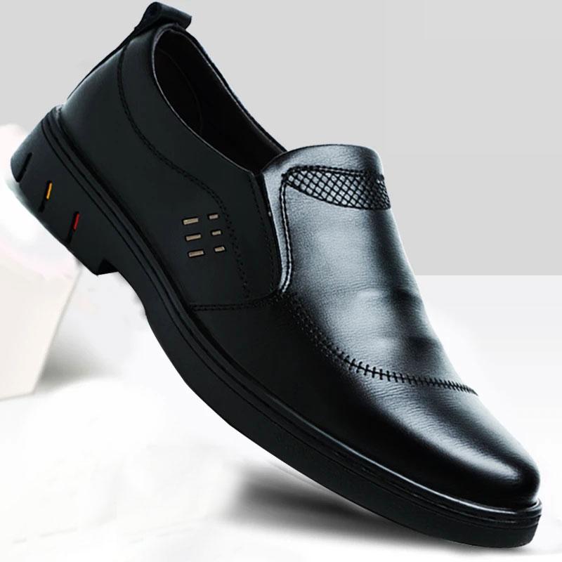 Cowhide Shoes Men's Casual Shoes Peas Shoes Lazy Pedal Dad Middle-aged and Elderly Shoes Men's Shoes Non-slip Walking Shoes Formal Business Shoes