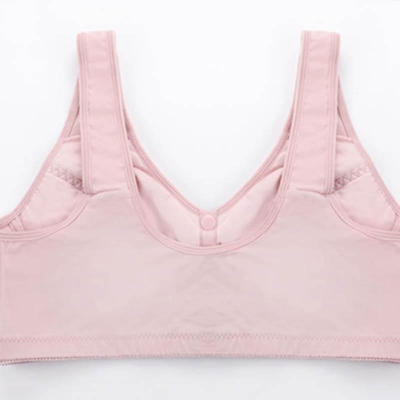Ladies Front Buckle Tank Top Bra No Steel Rings Cotton Thin Large Size Breathable Full Cup Glossy Simple Style Bra