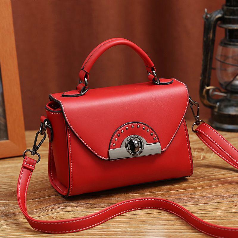 Rivet Crossbody Bag Women Leather Burglar Waterproof Wear-resistant Dark Buckle Tote Shoulder Bags