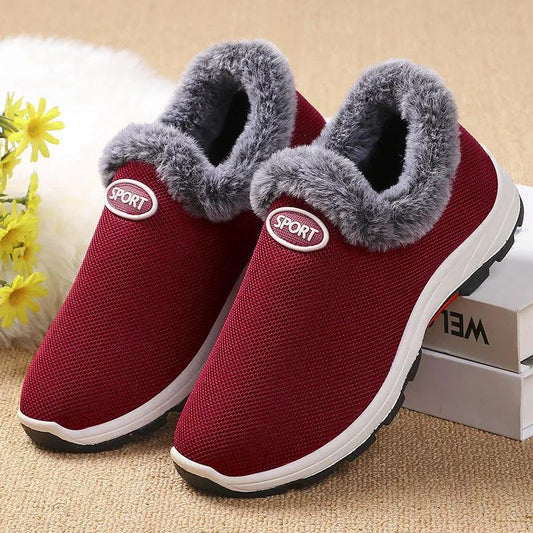 Winter Women's  Shoes Middle-aged and Elderly Plus Velvet Padded Sports Shoes Non-slip Warm Mother's Cotton Shoes