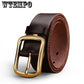 Fashion male belt cow genuine leather belts pin buckle black brown coffee waistband