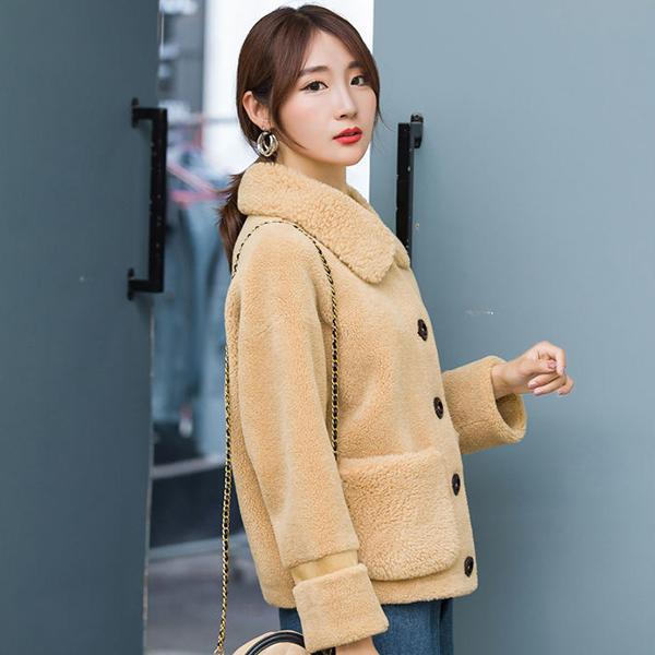 Women's Granular Fur Imitation Coat Thickened Small Grain Fur Integrated Loose Short Winter Coat