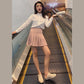 Two Layers High-waist Plus Size Short Pleated Skirt  Women's A-line Skirt  Anti-glare Solid Color Mini Skirt