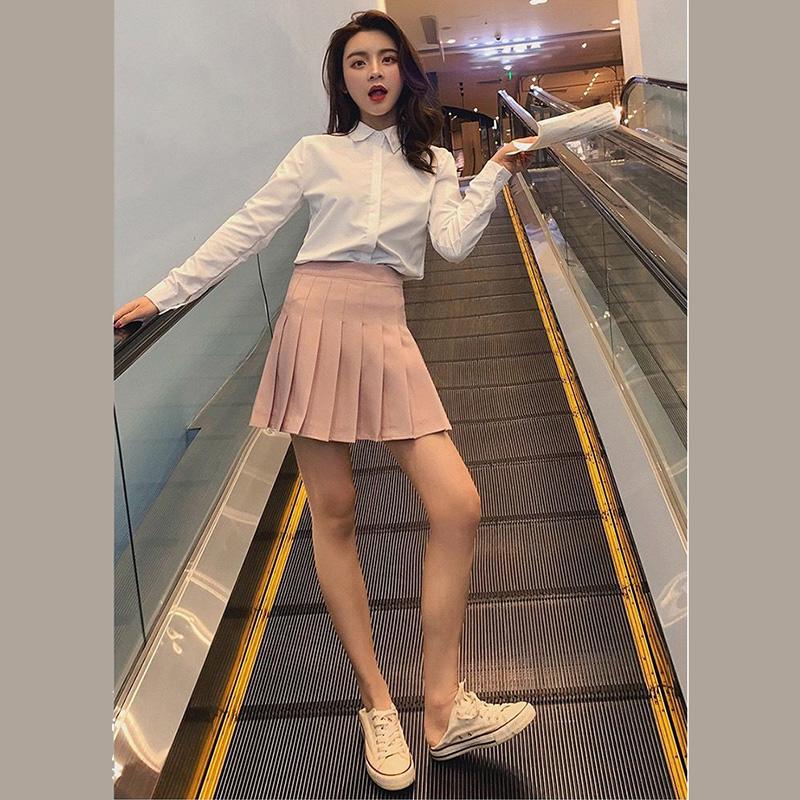 Two Layers High-waist Plus Size Short Pleated Skirt  Women's A-line Skirt  Anti-glare Solid Color Mini Skirt