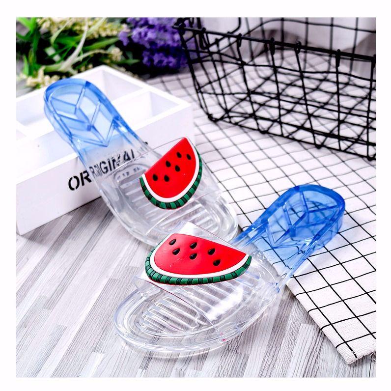 Cartoon Jelly Slippers Female Summer Sandals Beach Shoes Cute Crystal Flat Bottom Slip