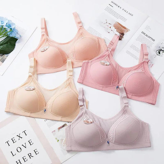 Middle-aged and Elderly Mothers Thin Tube Top Underwear Women's Non-wireless Full Cup Anti-glare Gather Upper Collection Breast Bra