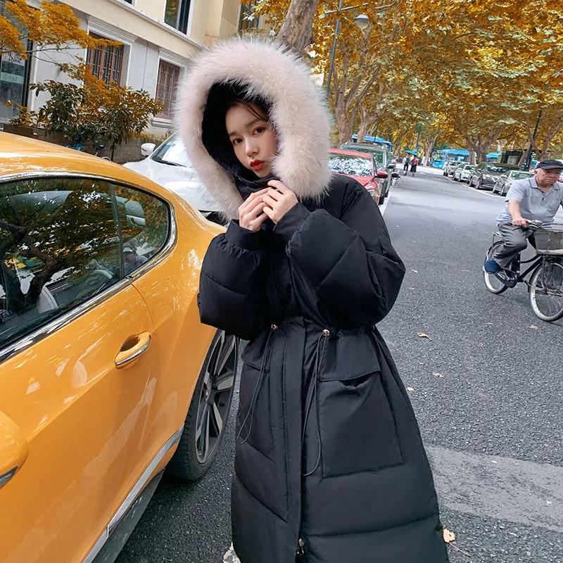 Winter Cotton-padded Jacket Female Loose Student Waist Was Thinner and Long Section Knee-length Down Padded Jacket Padded Jacket