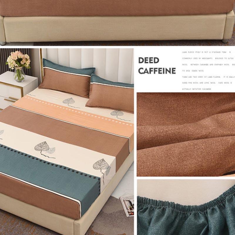Bed Sheet Non-slip Fixed Bed Cover Three-piece Bed Cover Pillow Set 1.8 M 2 Meter Bed Protective Cover Dust Protection Sleeve Striped Zipper