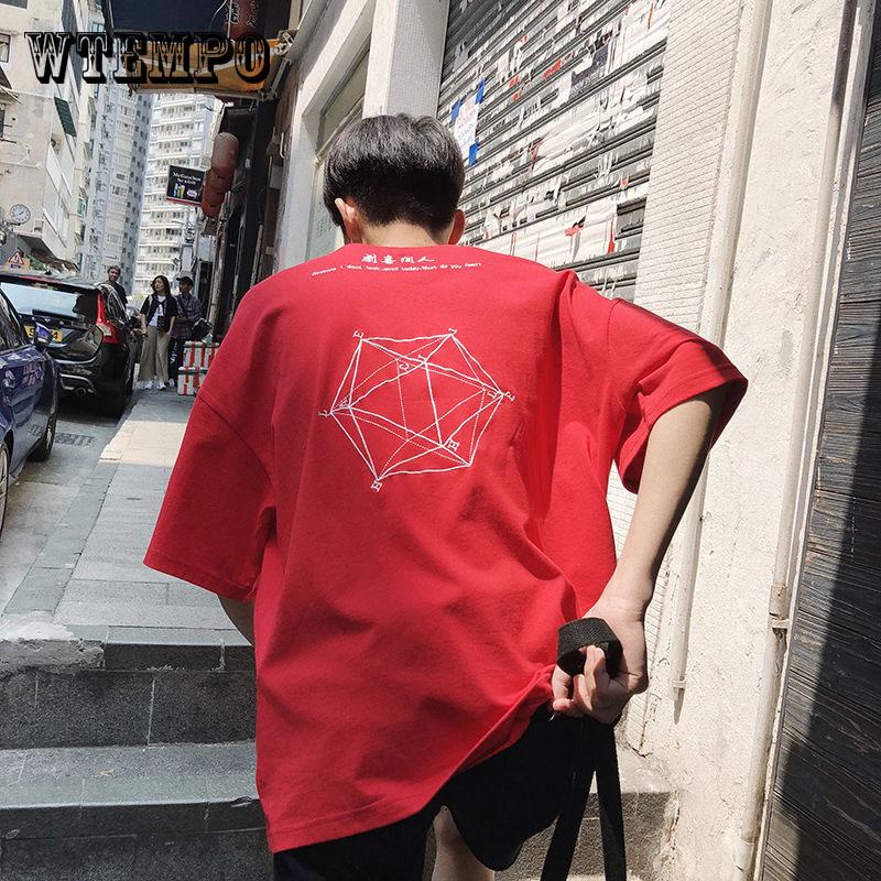 WTEMPO  T-shirt Men Summer T Shirt  Print Shirt Anime T Shirt Clothing  Color Tops Tees