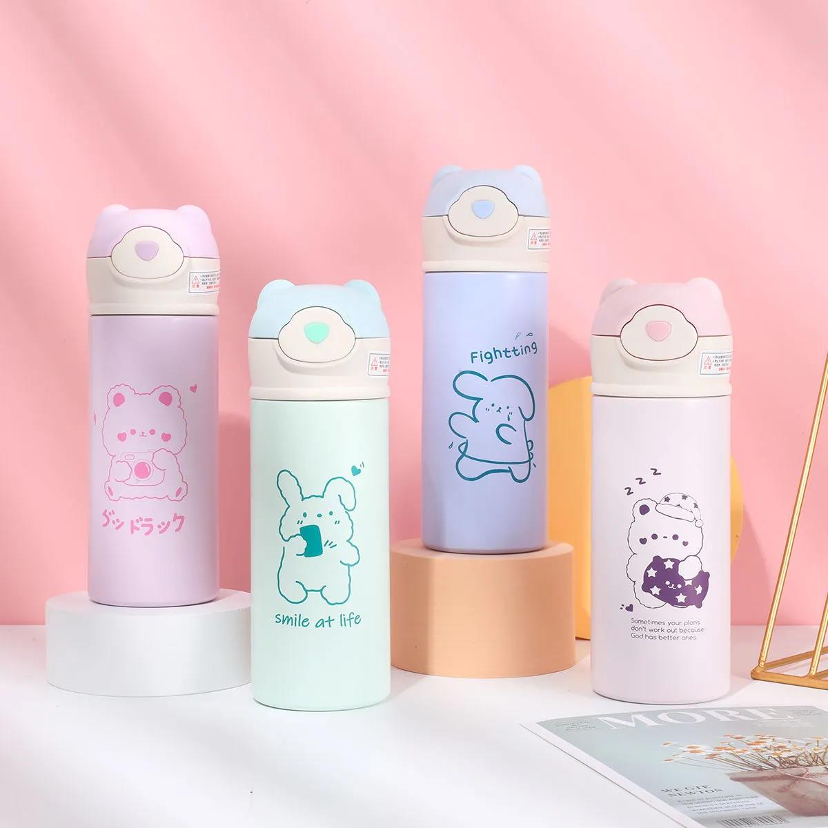 Insulation Cup Girl Heart Student Korean Version of Cute Ins Niche Water Cup Simple High-value Creative Children's Portable Cup