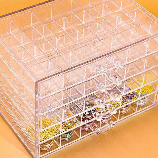 Desktop Earrings Necklace Multi-layer Storage Box Drawer-type Compartmental Nail Drill Jewelry Finishing Box Nail Polish Glue Transparent Storage Box