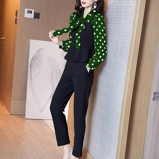 Small Fragrance Suit Women's Spring New Slim Fashion Chiffon Shirt Pants Casual Two-piece Set To Work Can Wear A Simple Suit