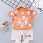 Children's Short Sleeve Suit Korean Style Boys and Girls Set Printing T-shirt + Shorts Two Piece Set