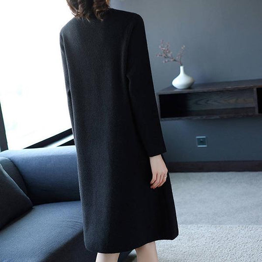 Autumn and Winter Bottoming Shirt Mid-length Slim Knit Sweater Over The Knee Thick Sweater Skirt