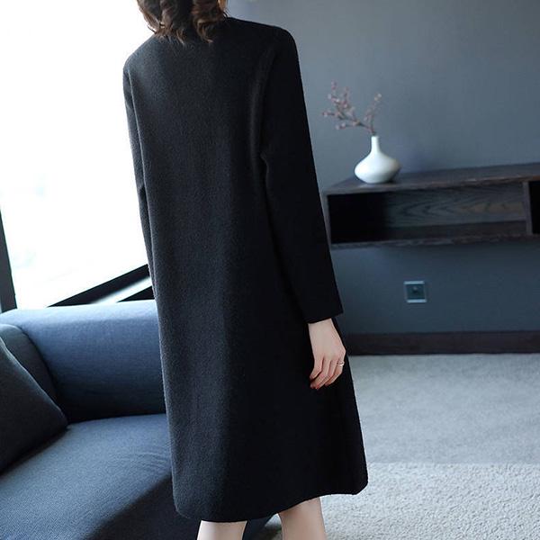 Autumn and Winter Bottoming Shirt Mid-length Slim Knit Sweater Over The Knee Thick Sweater Skirt