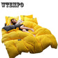 Home Textile Skin-friendly Warm Flannel Solid Color Bedding Bed Linen Quilt Cover Pillowcase