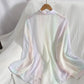 Gradient Chiffon Shirt Iridescent Button-up Shirt Mid Length Thin Coat Women's Sun Protection Shirts
