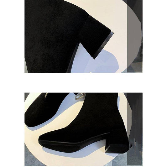 Autumn Winter Women Boots Square European Ladies Shoes Martin Boots Elegant High Heel Ankle Boots