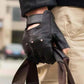 Men's Leather Half-finger Gloves Outdoor Riding Driving Motorcycle Climbing Tactics Non-slip Protective Sports Fitness Gloves