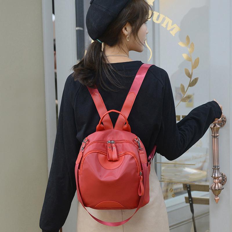 High-capacity Black Red Casual Large Capacity Simple Women's Multi-layer Canvas Backpack Travel Shopping Student Schoolbag