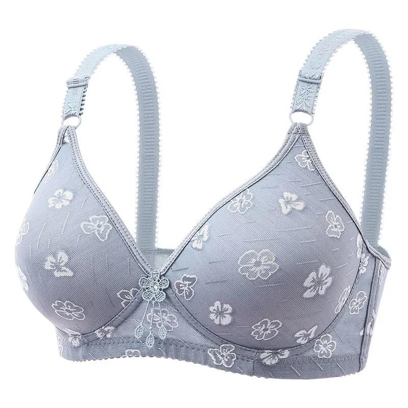 Large Size Thin Skin-friendly Cotton Jacquard Anti-receiving Side Milk No Steel Ring Gathering Comfortable Women's Underwear Bra