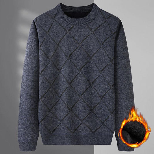 Autumn and Winter Sweaters Plus Velvet Thick Warm Bottoming Shirt Fashion Trend Suitable for Middle-aged and Elderly Men