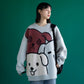 Cartoon Dog Sweater Women Men Couple Clothes Winter Thickening Loose Streetwear Long Sleeve Knit Sweaters Pullover Oversize Casual