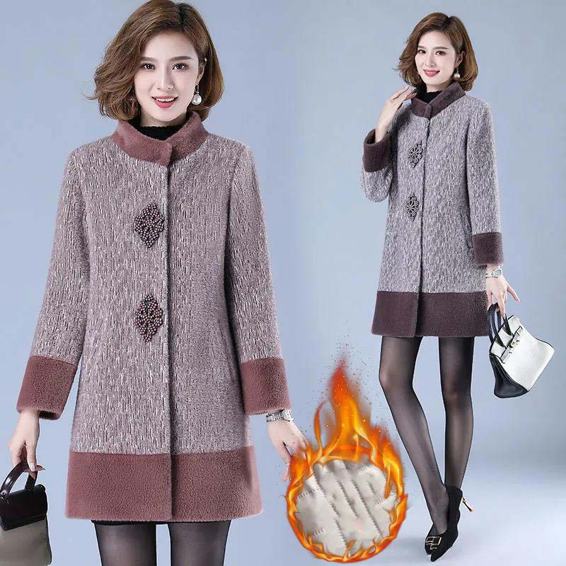 Plus Velvet Thick Mink Velvet Coat Female Middle-aged Mother Winter Coat Western Fashion