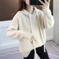 Women's Winter Solid Color Hooded Pullover Sweater Lazy Wind Loose Large Size Mid Length Knit Sweater