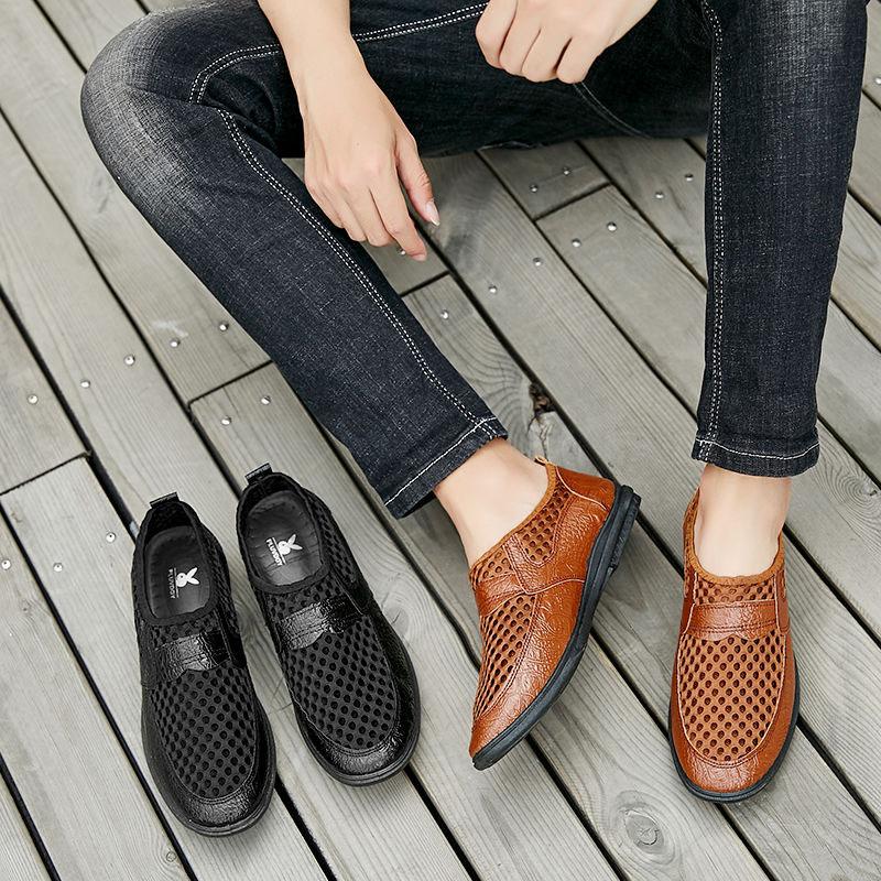 Summer Breathable Mesh Men's Shoes Lazy Casual Sandals Men