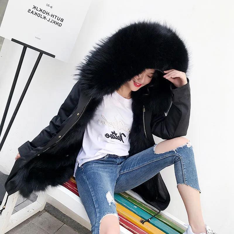 Pai Overcome Women's Fur One-piece Liner Detachable Winter Jacket Plus Velvet Thickening Anti-season Imitation Fur Coat